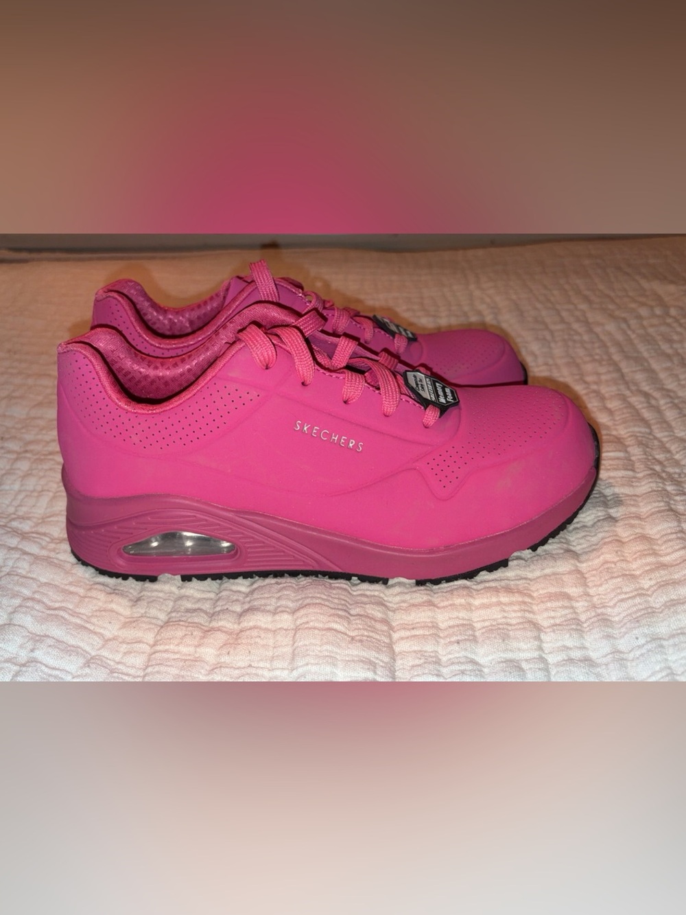 Skechers Women's Bright Pink Athletic Sneakers. Steele Toe. Never Worn.